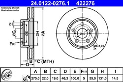 Bremžu disks ATE 24.0122-0276.1 (pārdošanas vienība - 1 gab.)