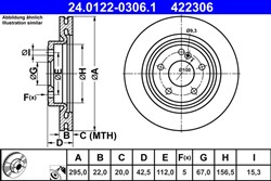 Bremžu disks ATE 24.0122-0306.1 (pārdošanas vienība - 1 gab.)