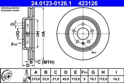 Bremžu diski ATE 24.0123-0126.1