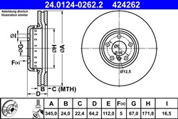 Divdaļīgs bremžu disks ATE 24.0124-0262.2