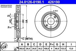 Bremžu disks ATE 24.0126-0190.1 (pārdošanas vienība - 1 gab.)