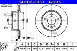 Гальмівний диск ATE 24.0128-0316.1