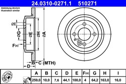 Tarcza hamulcowa ATE PowerDisc (1 szt.) tył L/P pasuje do MINI (R50, R53), (R52), (R58), (R59), CLUBMAN (R55)_2