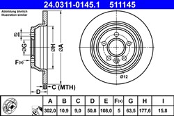 Bremžu disks ATE 24.0311-0145.1 (pārdošanas vienība - 1 gab.)