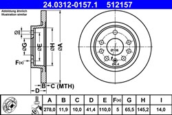 Brake disc ATE PowerDisc (1 pcs) rear L/R fits FIAT CROMA; OPEL SIGNUM, VECTRA C, VECTRA C GTS; SAAB 9-3, 9-3X_2