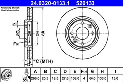 Brake disc ATE PowerDisc (1 pcs) front L/R fits CITROEN BERLINGO, BERLINGO/MINIVAN, BX, XANTIA, XSARA, XSARA PICASSO, ZX; PEUGEOT 206, 305 II, 306, 405 I, 405 II, PARTNER, PARTNER/MINIVAN_2