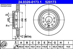 Tarcza hamulcowa ATE PowerDisc (1 szt.) tył L/P pasuje do FIAT CROMA; OPEL SIGNUM, VECTRA C, VECTRA C GTS; SAAB 9-3, 9-3X_2