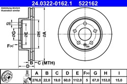 Tarcza hamulcowa ATE PowerDisc (1 szt.) przód L/P pasuje do MERCEDES V (638/2), VITO (W638)_2