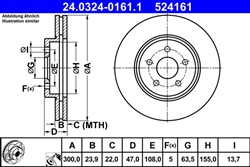 Brake disc ATE PowerDisc (1 pcs) front L/R fits FORD MONDEO III; JAGUAR X-TYPE I_2