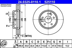 Brake disc ATE PowerDisc (1 pcs) front L/R fits MERCEDES C (CL203), C T-MODEL (S202), C T-MODEL (S203), C (W202), C (W203), CLC (CL203), CLK (A208), CLK (A209), CLK (C208), CLK (C209)_2