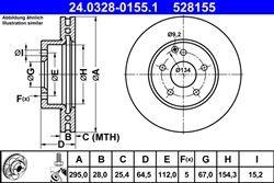 Brake disc ATE PowerDisc (1 pcs) front L/R fits MERCEDES C (C204), C T-MODEL (S204), C (W204), E (A207), E (C207), E T-MODEL (S212), E (W212), SLC (R172), SLK (R172)