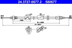 Cable Pull, parking brake 24.3727-0677.2_1