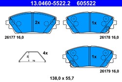 Brake Pad Set, disc brake 13.0460-5522.2