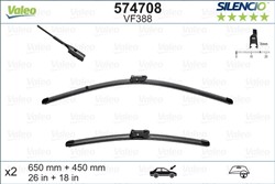 Wiper blade Silencio VAL574708 jointless 650/450mm (2 pcs) front with spoiler_0