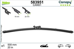 Wiper blade Canopy VAL583951 flat 500mm (1 pcs) front with spoiler_2