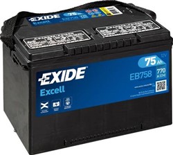 Startera akumulators EXIDE EXCELL EB758 12V 75Ah 770A EB758 (260x180x186)_3