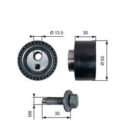 Timing belt tension roll/pulley GATES GATT41282