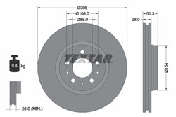 Bremžu disks TEXTAR 92100603 (pārdošanas vienība - 1 gab.)