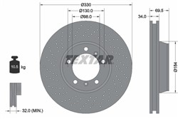 Bremžu disks TEXTAR 92149905 (pārdošanas vienība - 1 gab.)