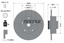 Bremžu disks ar gultni TEXTAR 92196003