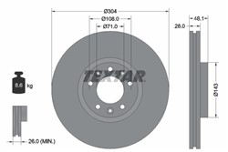 Bremžu disks TEXTAR 92232303 (pārdošanas vienība - 1 gab.)
