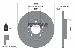 Bremžu disks TEXTAR 92268003 (pārdošanas vienība - 1 gab.)