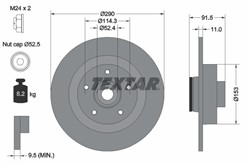 Stabdžių diskas su guoliu TEXTAR 92316503