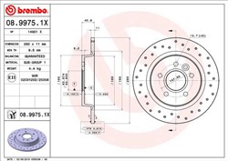 Kočioni disk BREMBO, tip rezani za VOLVO C30, C70 II, S40 II, V40, V50; FORD C-MAX, FOCUS C-MAX, FOCUS II