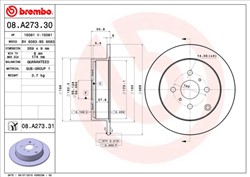 Bremžu disks BREMBO 08.A273.31 (pārdošanas vienība - 1 gab.)_0