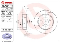 Bremžu disks BREMBO 08.A351.11 (pārdošanas vienība - 1 gab.)