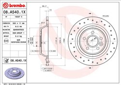 Bremžu disks BREMBO 08.A540.1X (pārdošanas vienība - 1 gab.)_0