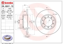 Bremžu disks BREMBO 08.A841.10 (pārdošanas vienība - 1 gab.)_0