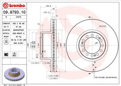 Bremžu disks BREMBO 09.8793.10 (pārdošanas vienība - 1 gab.)