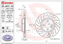 Bremžu disks BREMBO 09.A047.21 (pārdošanas vienība - 1 gab.)