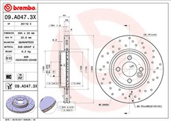 Brake disc Xtra front L/R fits MINI (R50, R53), (R52), (R56), (R57), (R58), (R59), CLUBMAN (R55)