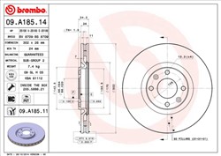 Bremžu disks BREMBO 09.A185.11 (pārdošanas vienība - 1 gab.)_2