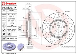 Bremžu disks BREMBO 09.A820.1X (pārdošanas vienība - 1 gab.)_2