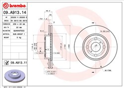 Bremžu disks BREMBO 09.A913.11 (pārdošanas vienība - 1 gab.)