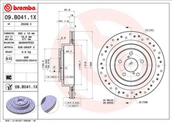 Bremžu disks BREMBO 09.B041.1X (pārdošanas vienība - 1 gab.)