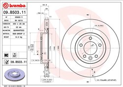 Stabdžių diskas BREMBO 09.B503.11
