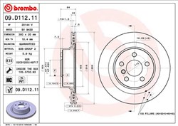 Bremžu disks BREMBO 09.D112.11 (pārdošanas vienība - 1 gab.)