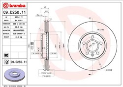 Stabdžių diskas BREMBO 09.D250.11