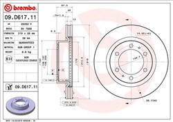Bremžu disks BREMBO 09.D617.11 (pārdošanas vienība - 1 gab.)