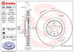 Bremžu disks BREMBO 09.D939.11 (pārdošanas vienība - 1 gab.)_0