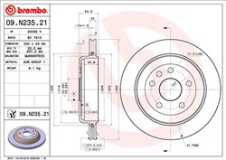 Bremžu disks BREMBO 09.N235.21 (pārdošanas vienība - 1 gab.)