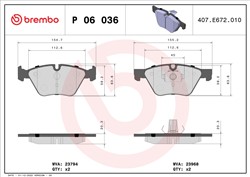 BREMBO Piduriklotside komplekt, ketaspidur P 06 036X