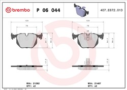 BREMBO Piduriklotside komplekt, ketaspidur P 06 044_0