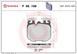 Piduriklotsi komplekt BREMBO P 06 106