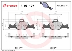 BREMBO Piduriklotside komplekt, ketaspidur P 06 107