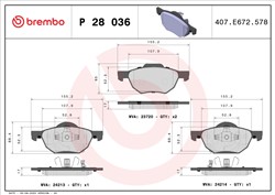 Комплект гальмівних колодок BREMBO P 28 036